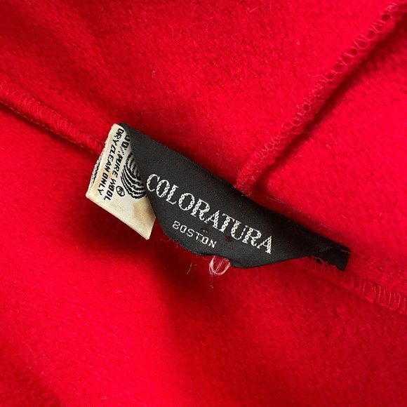 Coloratura Vintage Womens Cape O/S Red Wool Hooded Forestgore Cottagecore Goth - Picture 9 of 9